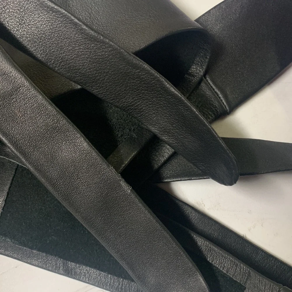 ADA Black obi belt new with tags black leather 100 inches_7